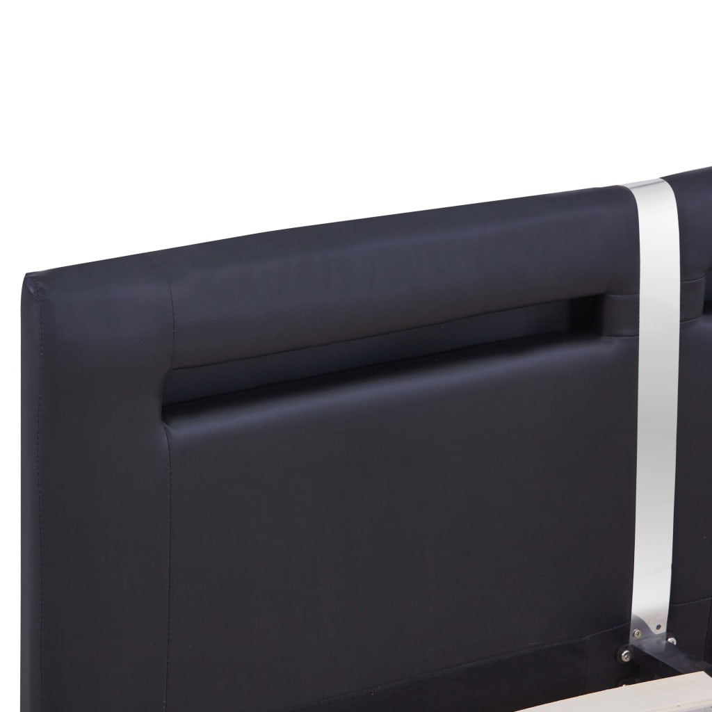 Cadre De Lit Noir : King Size 180*200 Cm - Lit Design Similicuir Avec LED - Classique &Élégant - Sommier à Lattes Inclus 