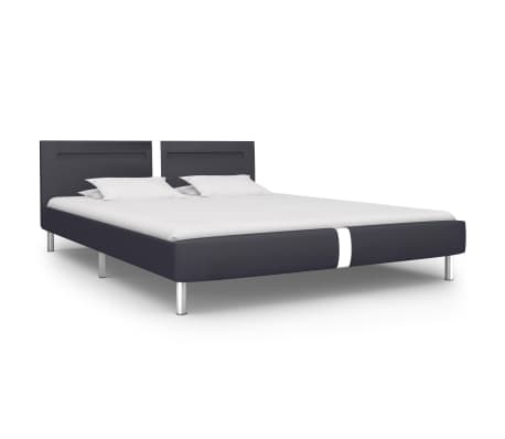vidaXL Cadru de pat cu LED, negru, 180 x 200 cm, piele artificială