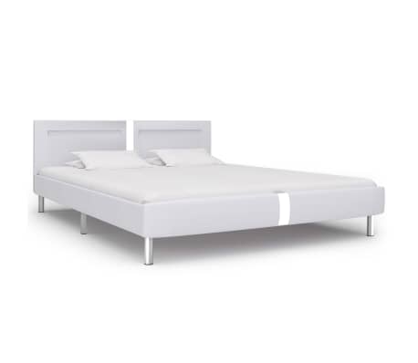 vidaXL Estructura de cama con LED cuero sintético blanco 160x200 cm