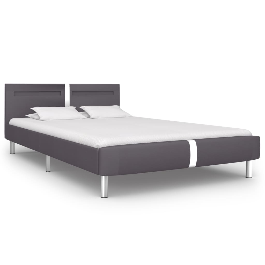 vidaXL Estructura de cama con LED cuero sintético gris 120x200 cm