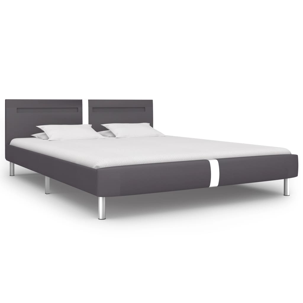 

vidaXL Bedframe met LED kunstleer grijs 160x200 cm