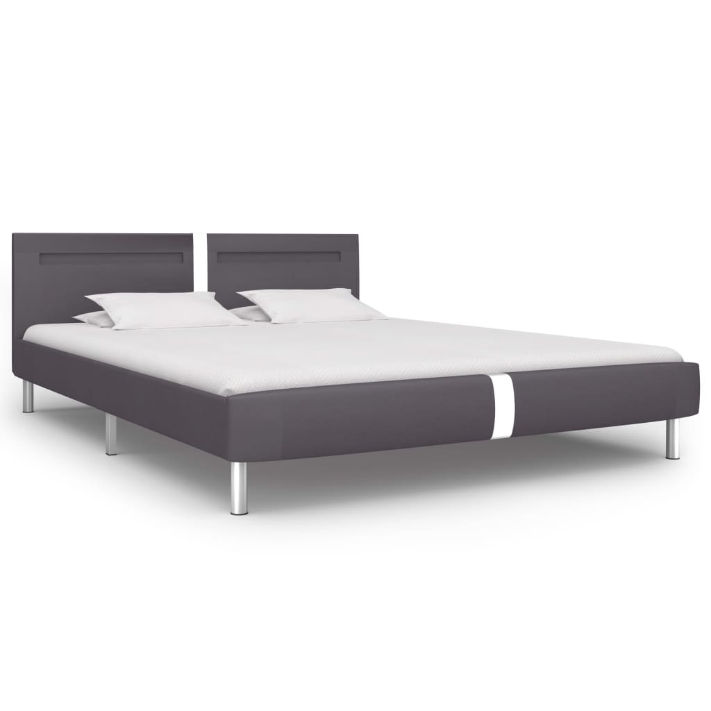 vidaXL Cadre de lit avec LED sans matelas gris 180x200cm similicuir