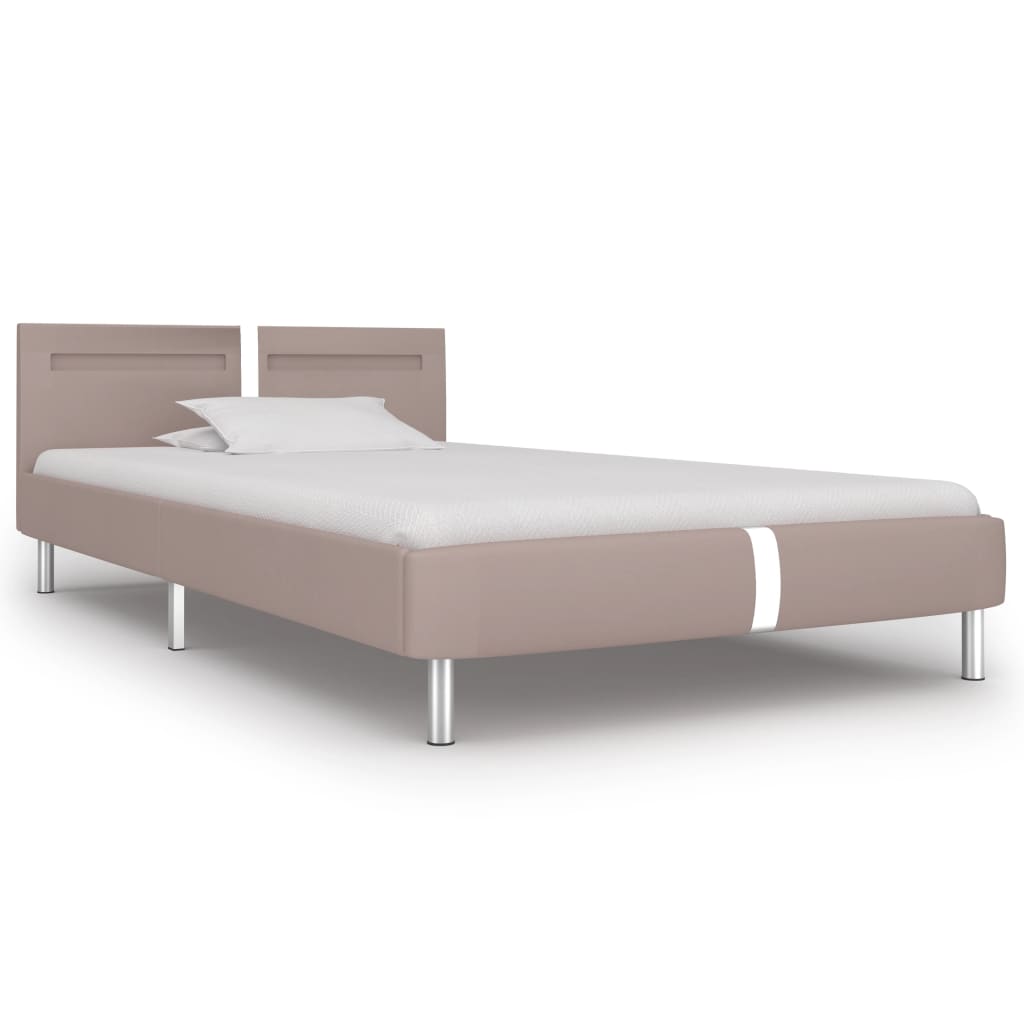 Cadru pat cu LED, cappuccino, 90x200 cm, piele artificială