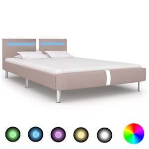 Rám postele s LED cappuccino umělá kůže 120 x 200 cm - obrázek 1