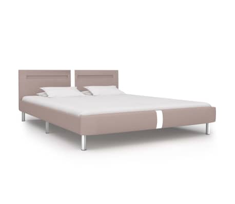 vidaXL Cadru pat cu LED, cappuccino, 160x200 cm, piele artificială