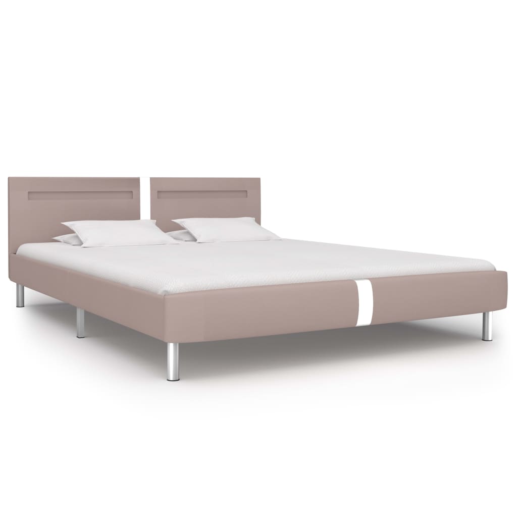 vidaXL Cadru pat cu LED, cappuccino, 180x200 cm, piele artificială