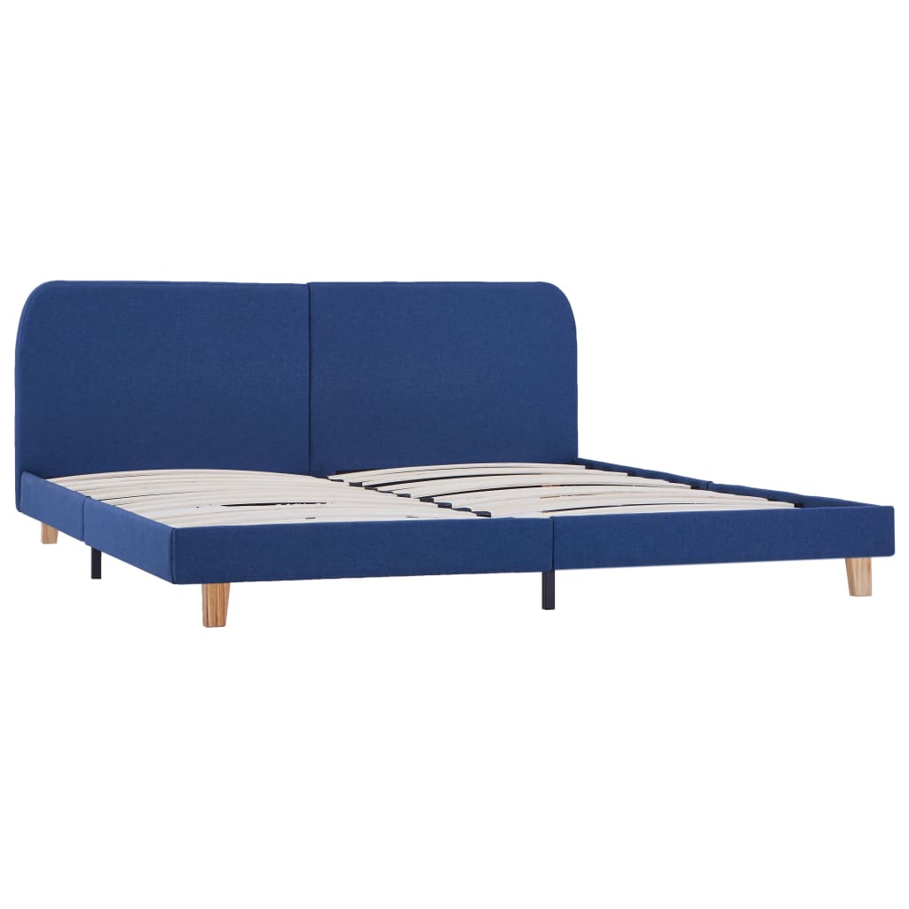 vidaXL Rama łóżka, niebieska, tkanina, 160 x 200 cm