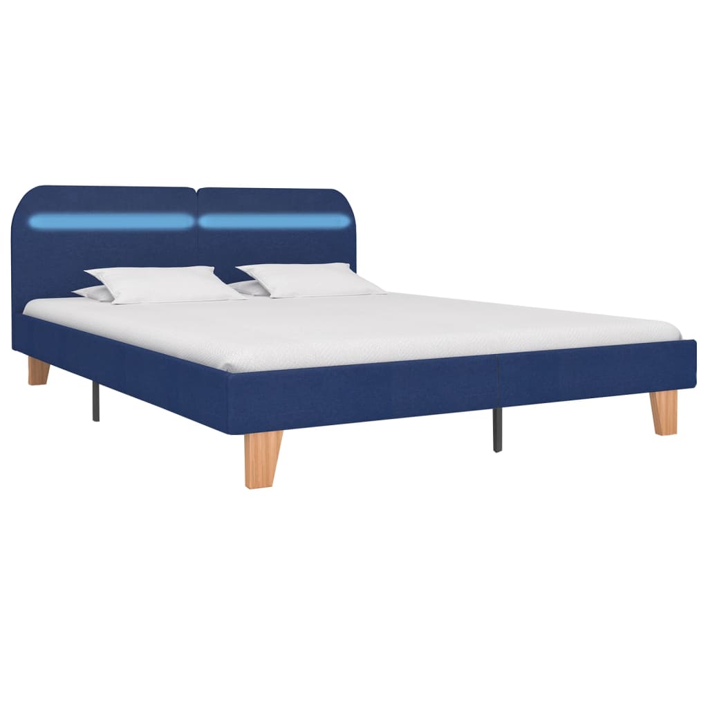  Rám postele s LED svetlom modrý látkový 180x200 cm