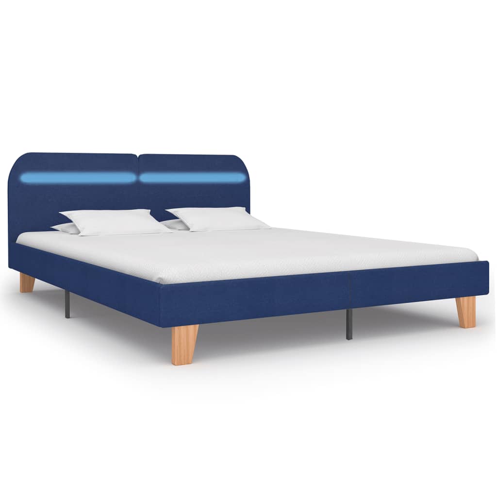  Rám postele s LED svetlom modrý látkový 180x200 cm