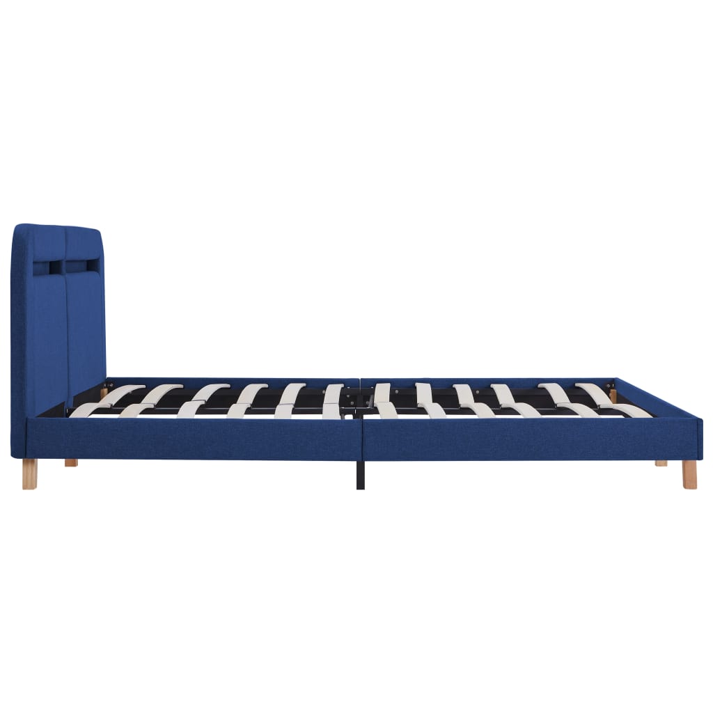 Cadru de pat cu LED-uri, albastru, 180x200 cm, material textil
