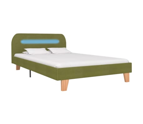 vidaXL Cadru de pat cu LED-uri, verde, 120 x 200 cm, material textil