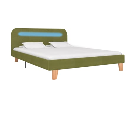 vidaXL Cadre de lit avec LED sans matelas vert tissu 140x200 cm