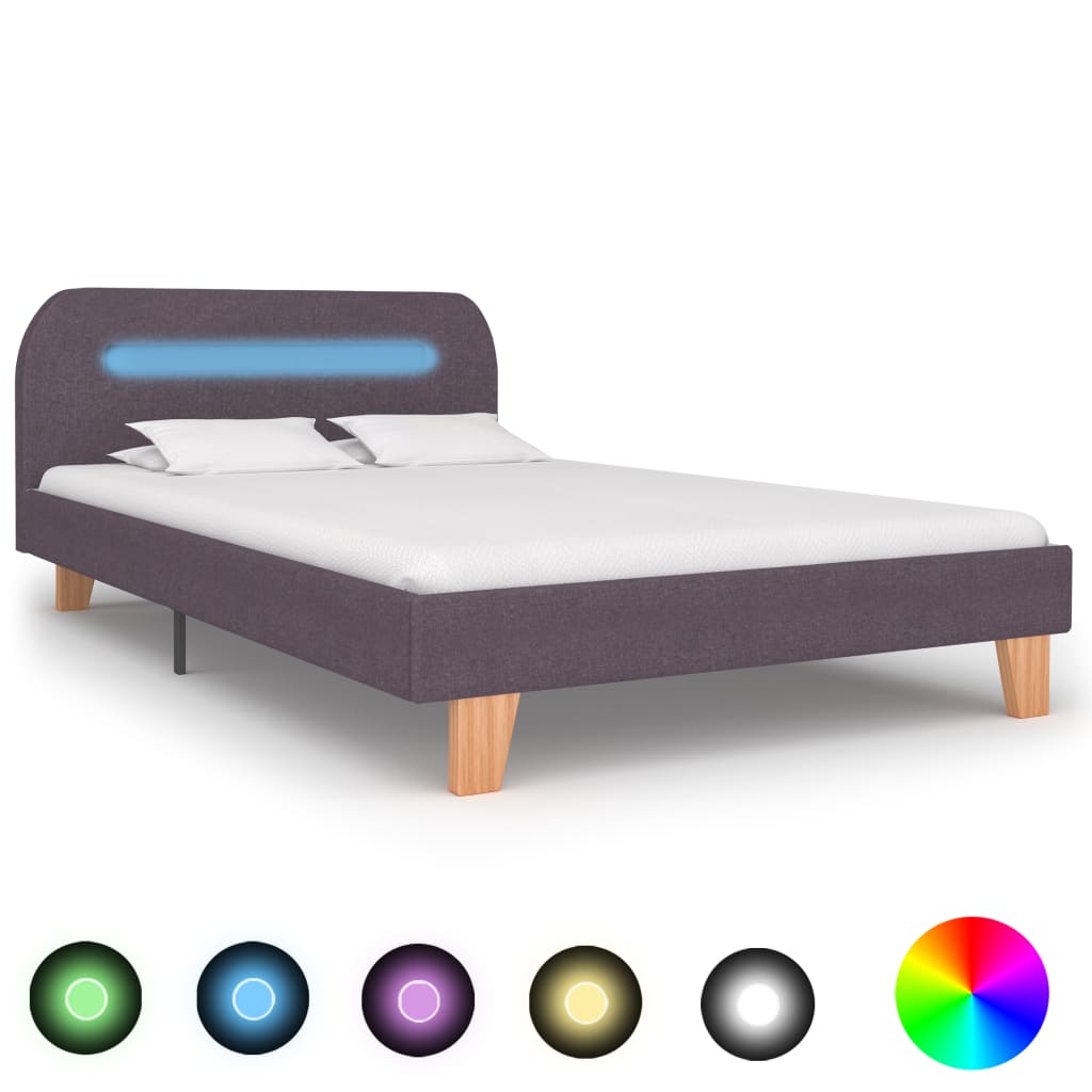 Rám postele s LED svetlom hnedosivý látkový 120x200 cm - Online obchod ...