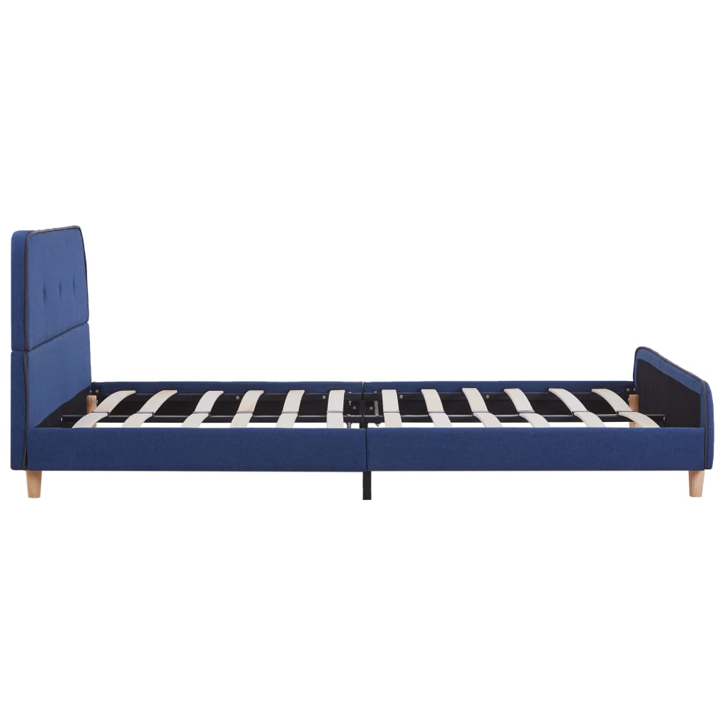kék szövetkárpitozású ágykeret 140 x 200 cm
