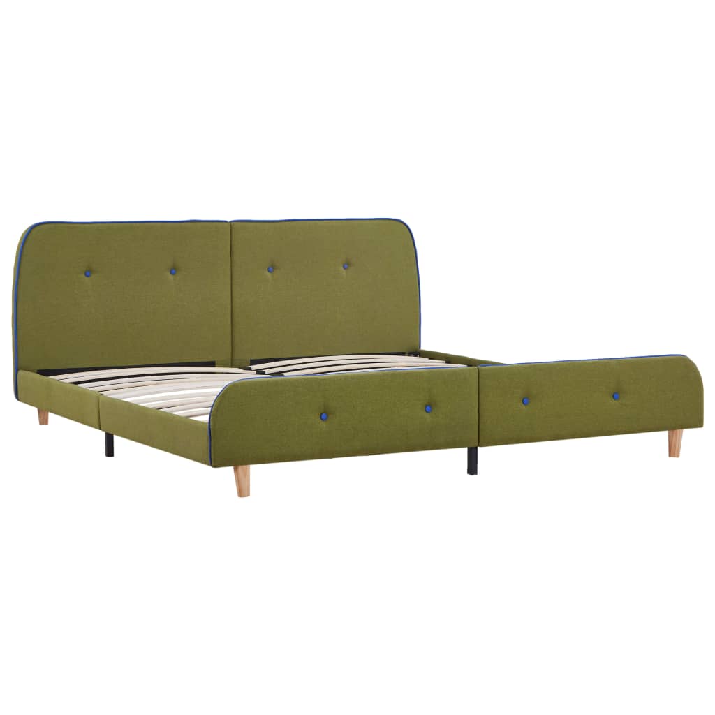 vidaXL Rama łóżka, zielona, tapicerowana tkaniną, 160 x 200 cm