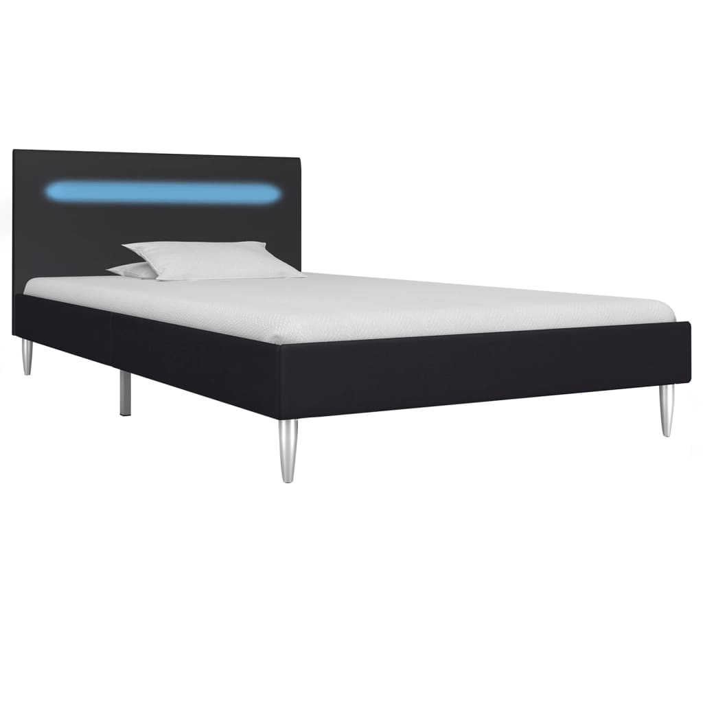 vidaXL Cadre de lit avec LED Noir Tissu 90 x 200 cm