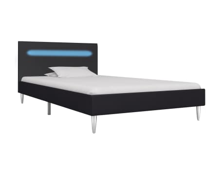 vidaXL Estructura de cama con LED de tela negra 90x200 cm