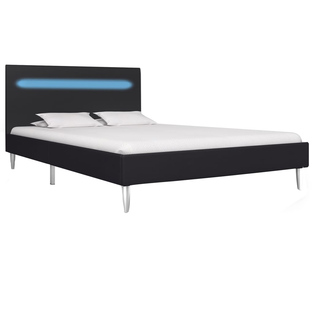 vidaXL Estructura de cama con LED tela negro 120x200 cm