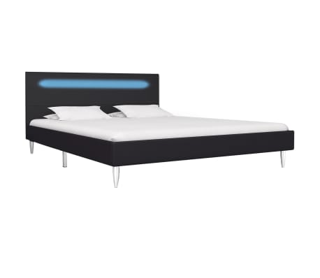 vidaXL Bedframe met LED stof zwart 140x200 cm