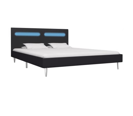 vidaXL Rama łóżka z LED, czarna, tapicerowana tkaniną, 160 x 200 cm