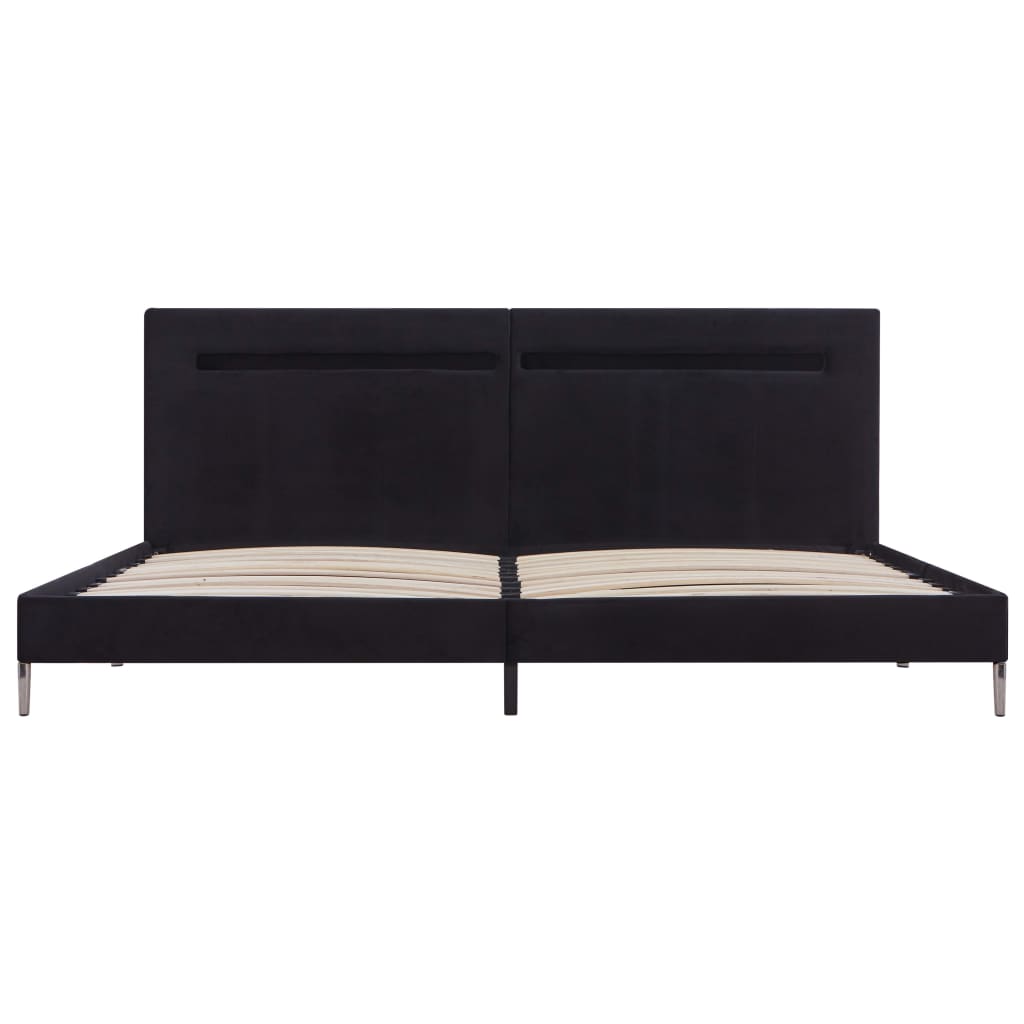 Cadre De Lit Moderne: King Size 180*200 Cm - Lit Design LED - Tissu Durable&Fer Robuste - Sommier à Lattes Inclus - Noir