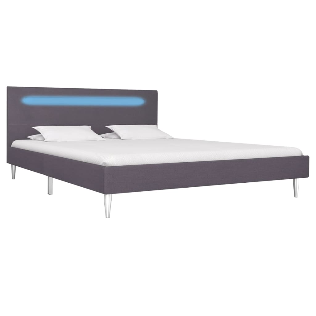 

vidaXL Bedframe met LED stof grijs 140x200 cm