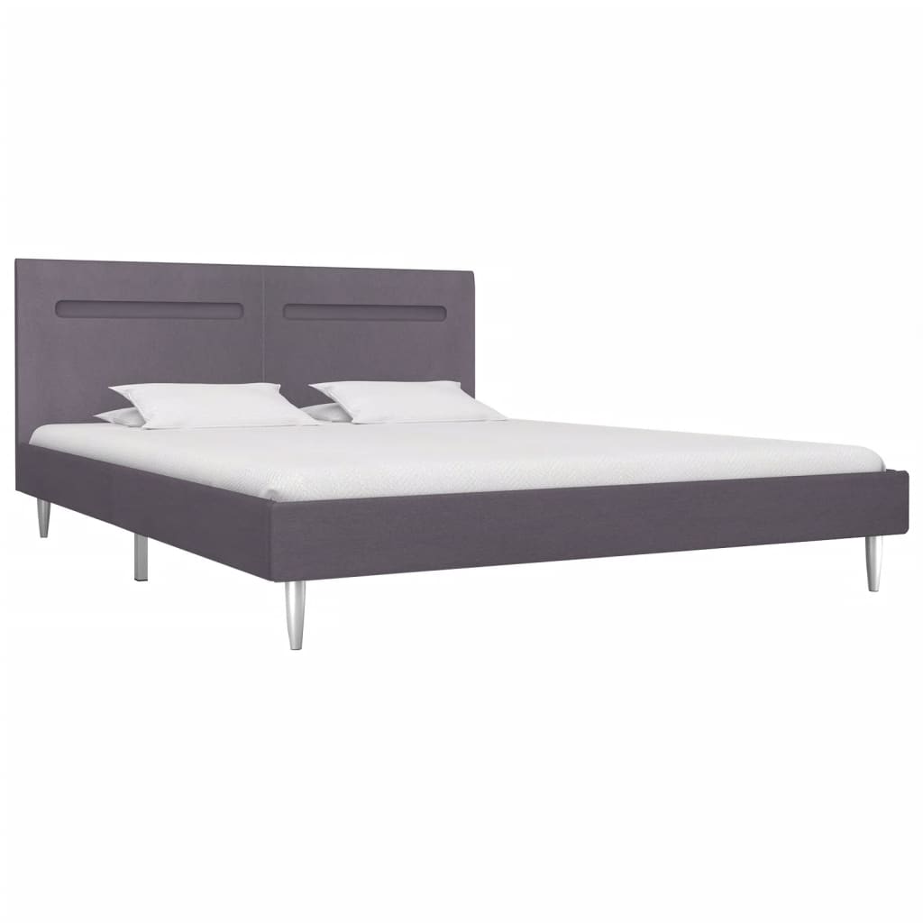 

vidaXL Bedframe met LED stof grijs 160x200 cm