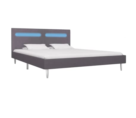 vidaXL Bettgestell mit LED Grau Stoff 180 x 200 cm