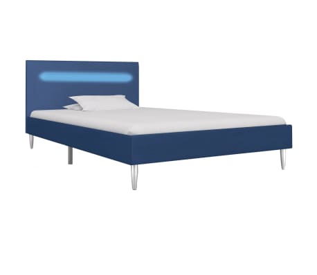 vidaXL Cadru de pat cu LED-uri, albastru, 90x200 cm, material textil