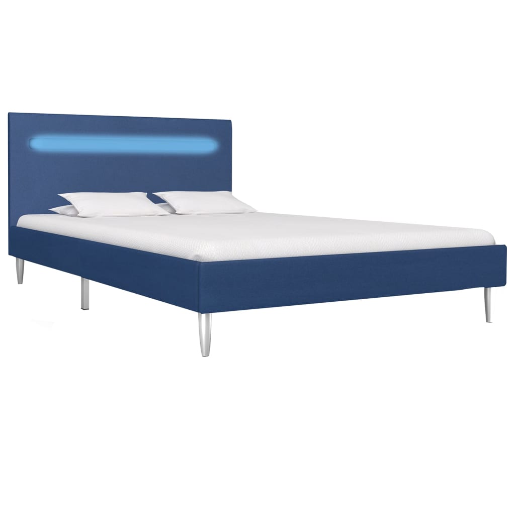 vidaXL Cadre de lit avec LED Bleu Tissu 120 x 200 cm