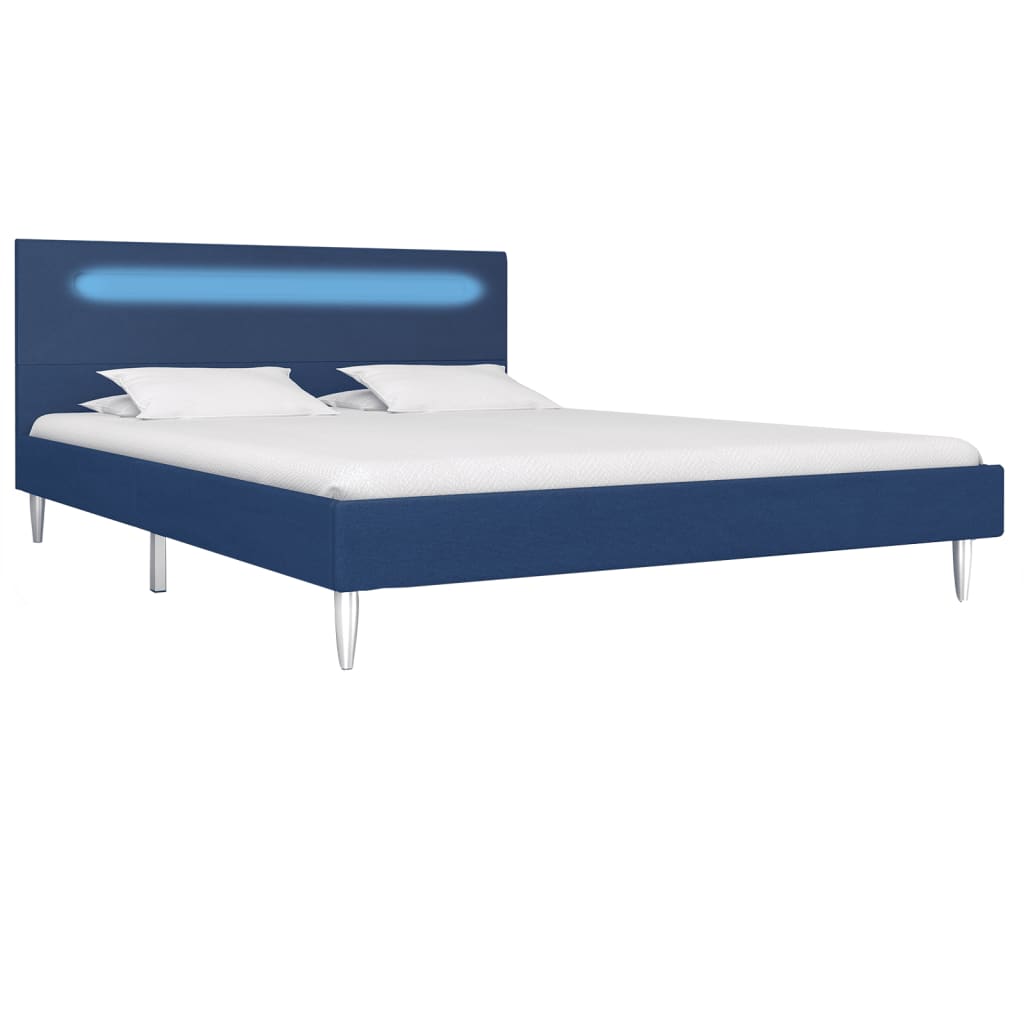 vidaXL Bedframe met LED stof blauw 140x200 cm