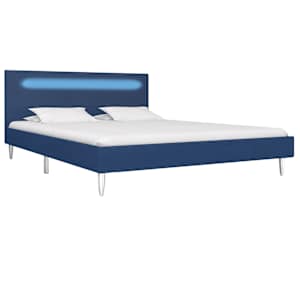 vidaXL Bedframe met LED stof blauw 140x200 cm
