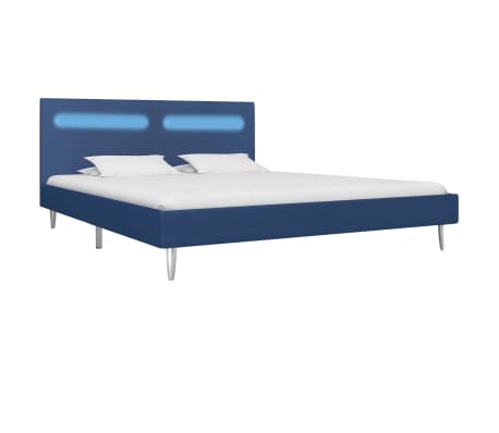vidaXL Bedframe met LED stof blauw 160x200 cm
