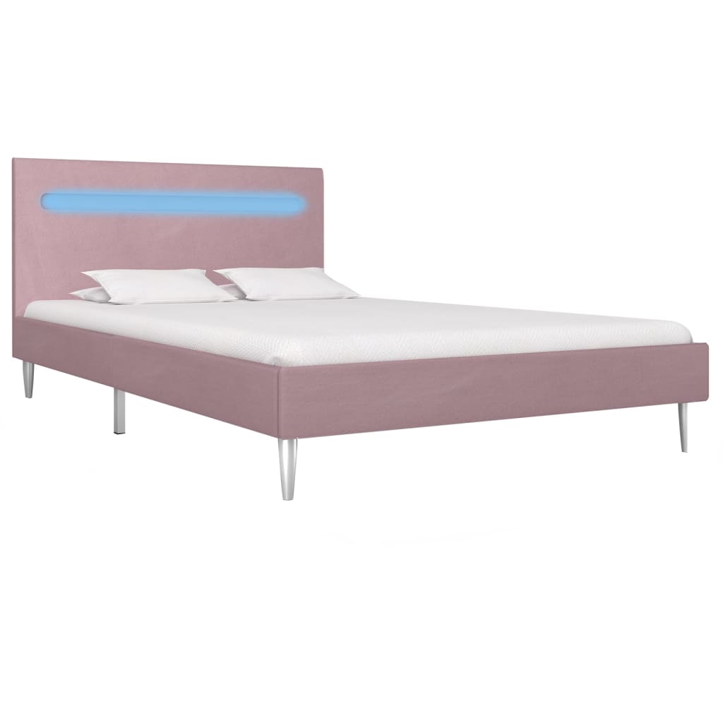 vidaXL Cadru de pat cu LED-uri, roz, 120 x 200 cm, material textil