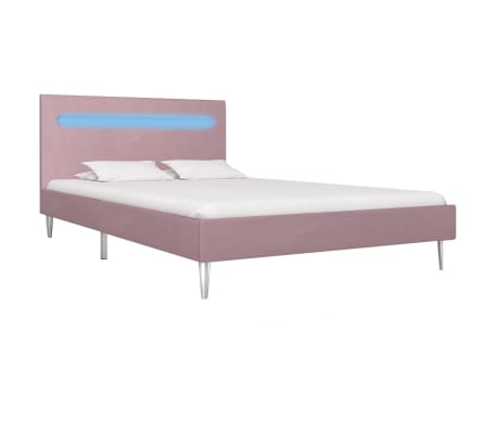 vidaXL Bedframe met LED stof roze 120x200 cm