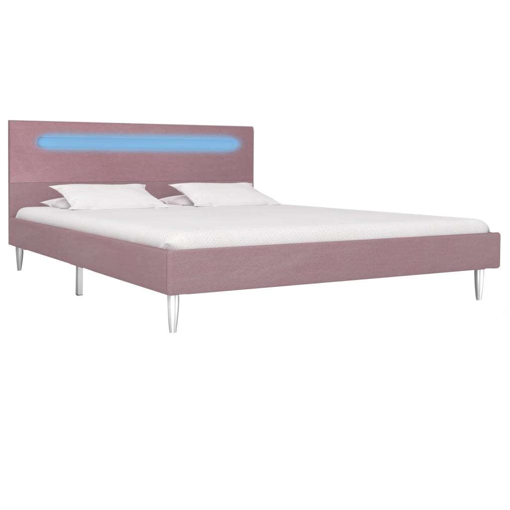vidaXL Cadre de lit avec LED Rose Tissu 140 x 200 cm