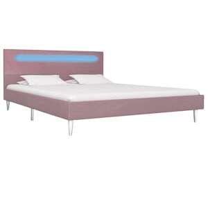 vidaXL Bedframe met LED stof roze 140x200 cm