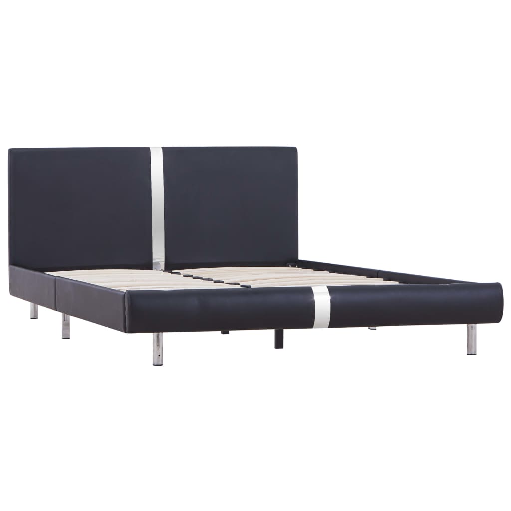 vidaXL Bed Frame Black Faux Leather 120x190 cm Small Double