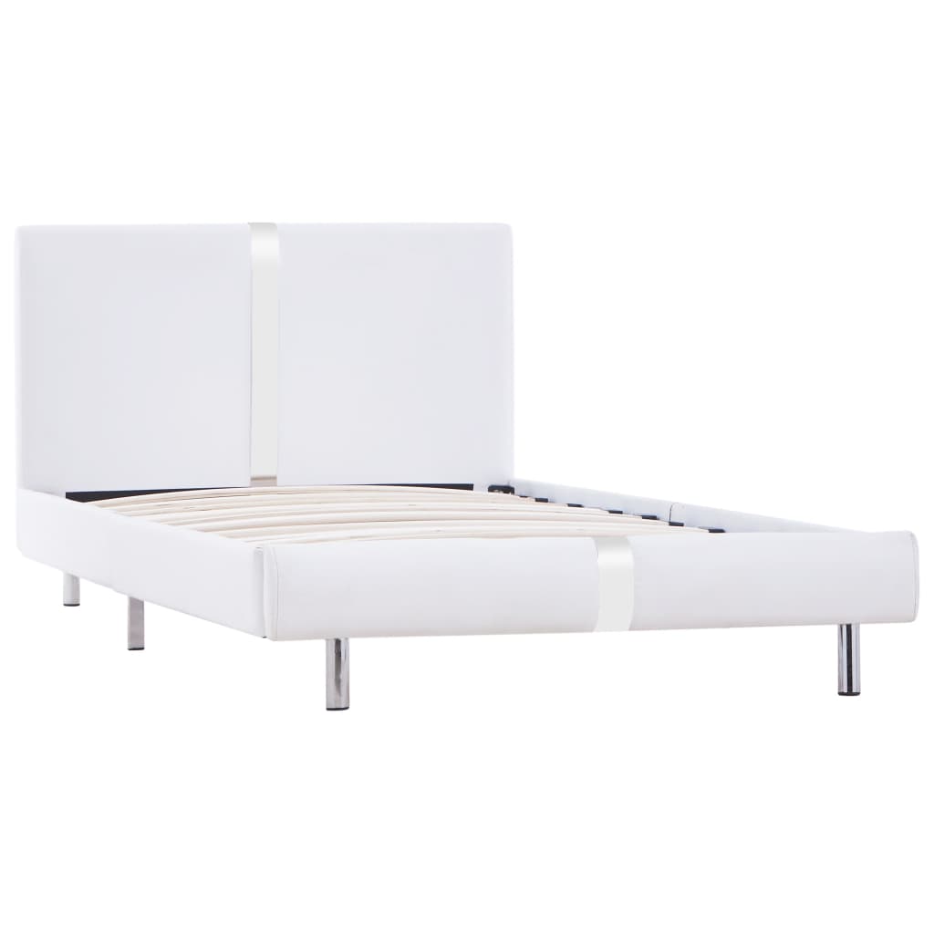 vidaXL Bed Frame White Faux Leather 90x190 cm 3FT Single