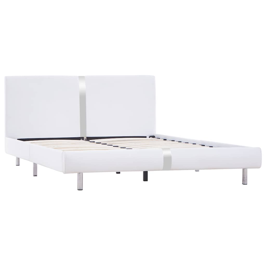 vidaXL Bedframe zonder matras 135x190 cm kunstleer wit afbeelding