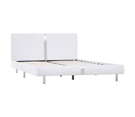 vidaXL Estrutura de cama sem colch&atilde;o 135x190cm couro artificial branco