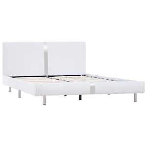 vidaXL Estrutura de cama sem colch&atilde;o 135x190cm couro artificial branco