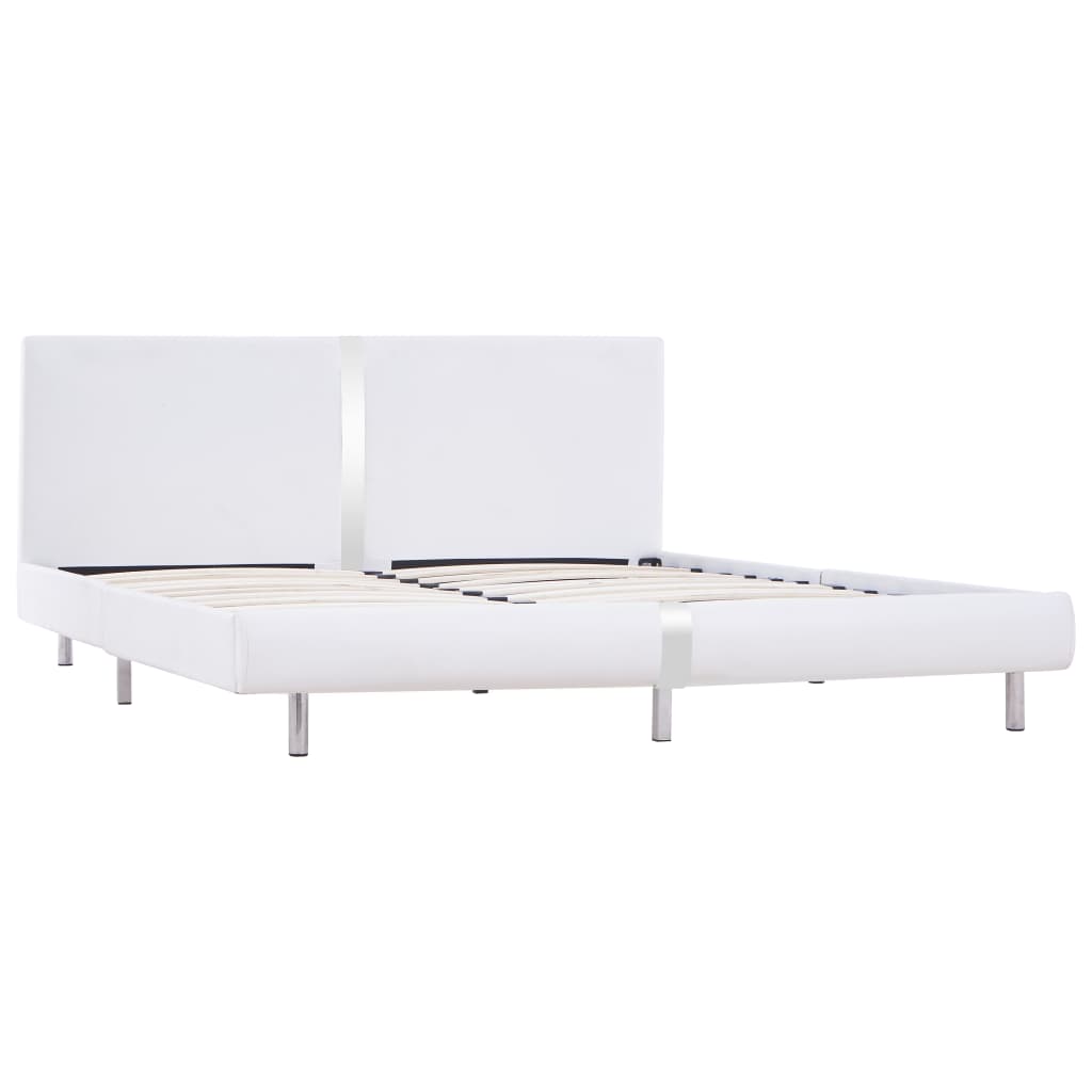 vidaXL Bed Frame White Faux Leather 150x200 cm 5FT King Size