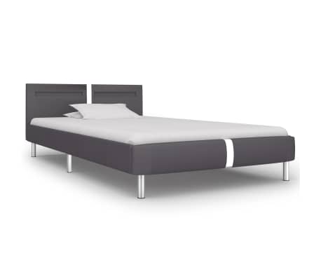 vidaXL Bed Frame with LED Grey Faux Leather 90x190 cm 3FT Single