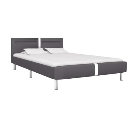 vidaXL Bed Frame with LED Grey Faux Leather 135x190 cm Double