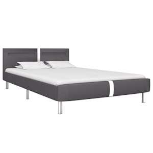 vidaXL Bed Frame with LED without Mattress Grey Faux Leather 135x190 cm Double