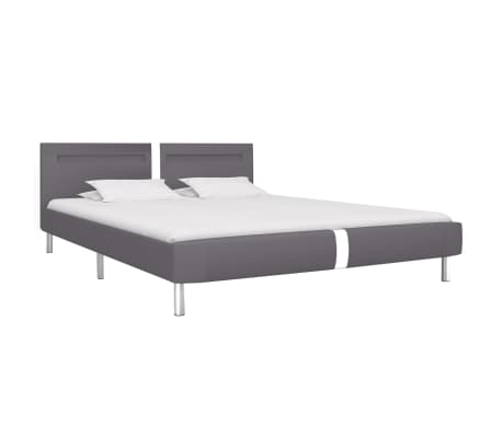 vidaXL Bed Frame with LED without Mattress Grey Faux Leather 150x200 cm King Size