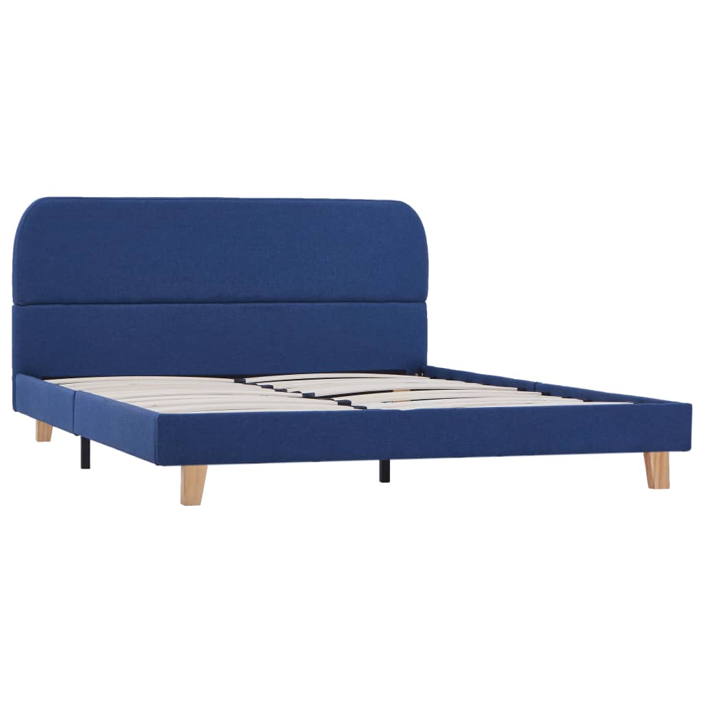 vidaXL Bed Frame Blue Fabric 135x190 cm Double