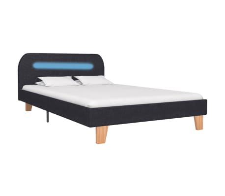 vidaXL Bed Frame with LED Dark Grey Fabric 120x190 cm 4FT Small Double