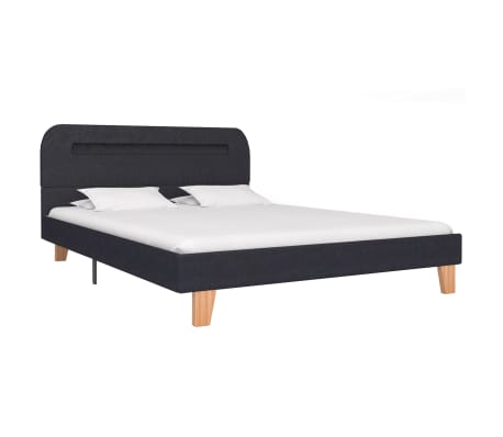 vidaXL Sengeramme med LED m&oslash;rkegr&aring; stoff 135x190 cm